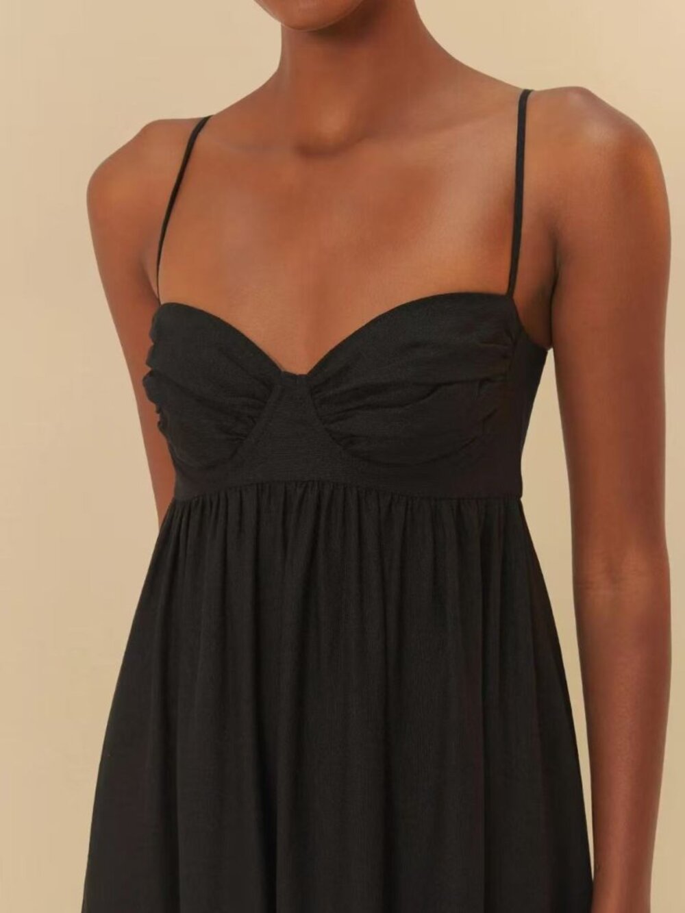 NWOT Farm Rio Linen Blend Black Sleeveless Maxi Dress Size L - Picture 3 of 15